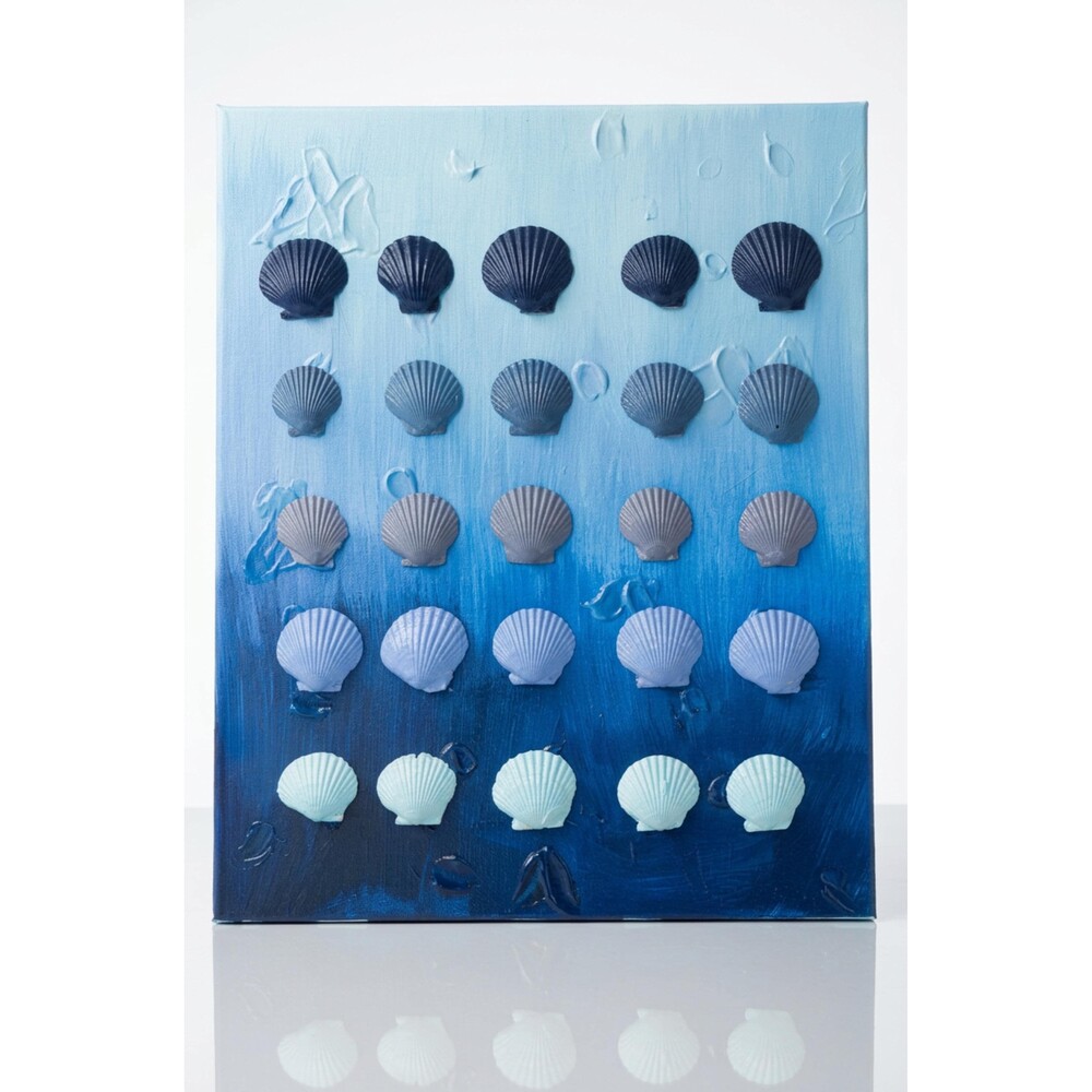 Hues of Blue Gradient blues on 11x14 One-of-a-Kind Shell Painting